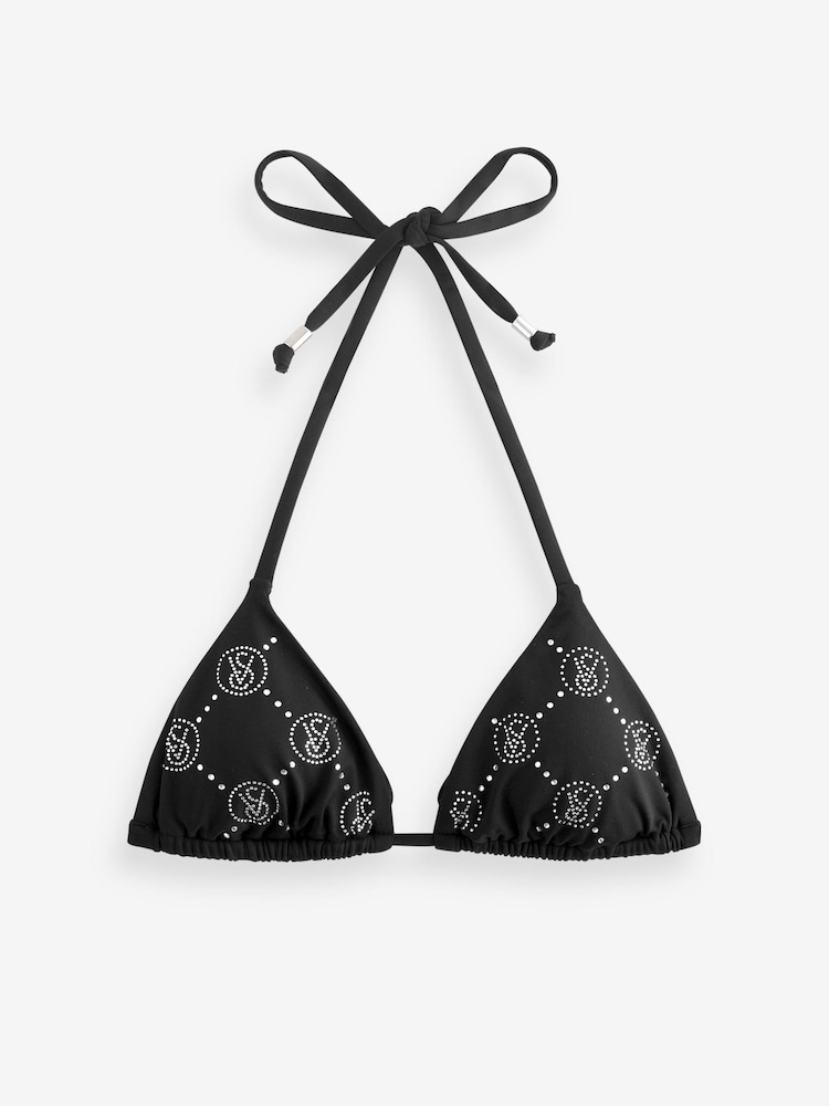 Victoria's Secret Black Diamanté Triangle Bikini Top - Image 9 of 9