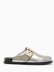 AllSaints Silver Venus Shearling Mules - Image 2 of 7