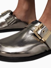 AllSaints Silver Venus Shearling Mules - Image 7 of 7