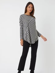 Roman Grey Contrast Stripe Stretch Jersey Top - Image 4 of 6