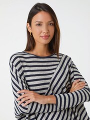 Roman Grey Contrast Stripe Stretch Jersey Top - Image 5 of 6