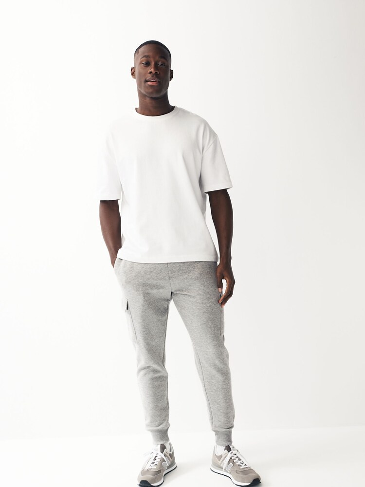 Grey Cotton Rich Cuffed Cargo Joggers - Image 1 of 8