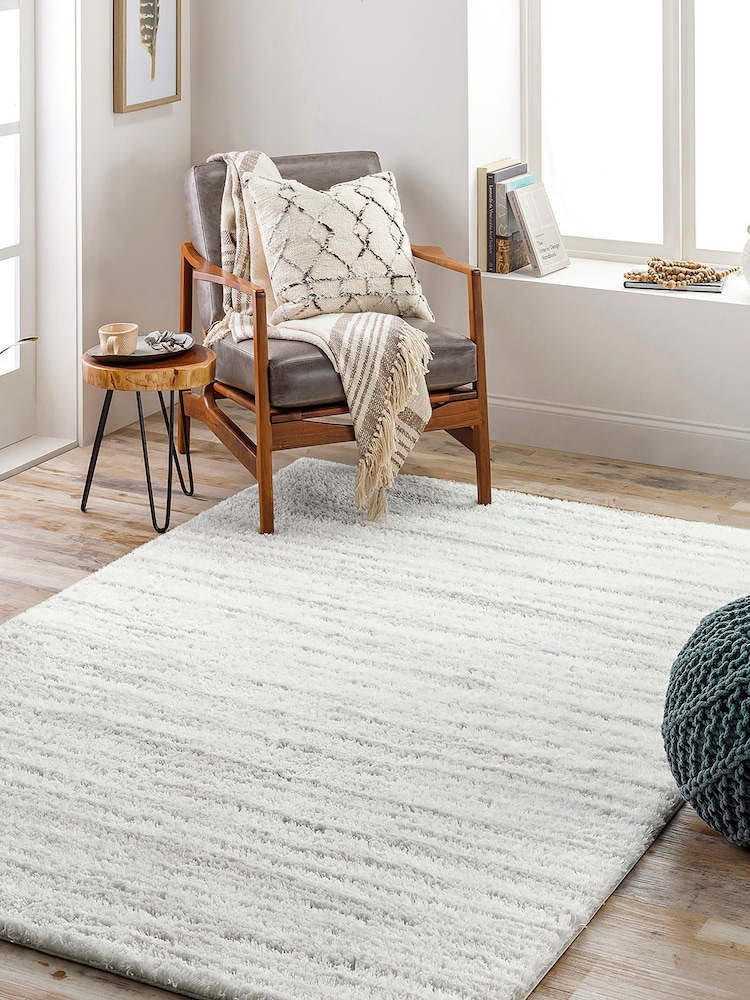 LIVABLISS Striped Grey Cloudy Shaggy Plush Pile Rug - Image 1 of 6 LIVABLISS Striped Grey Cloudy Shaggy Plush Pile Rug - Image 1 of 6
