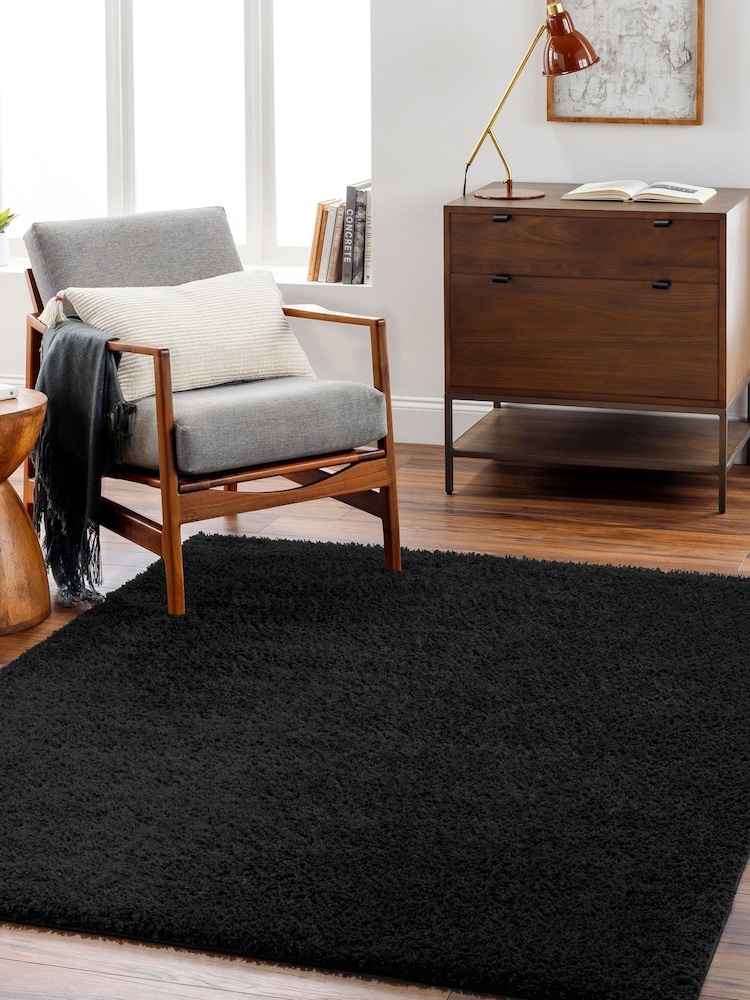 LIVABLISS Black Cloudy Shaggy Plush Pile Rug - Image 2 of 8