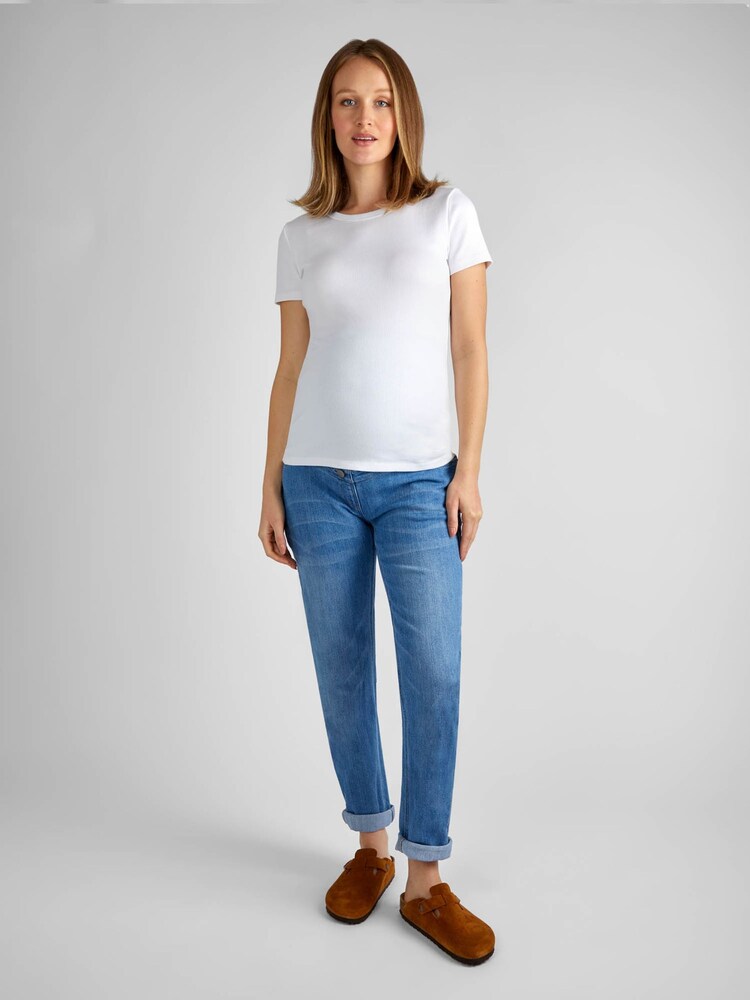 JoJo Maman Bébé Light Wash Slim Boyfriend Maternity Jeans - Image 1 of 14