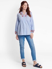 JoJo Maman Bébé Light Wash Slim Boyfriend Maternity Jeans - Image 2 of 14