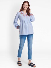 JoJo Maman Bébé Light Wash Slim Boyfriend Maternity Jeans - Image 3 of 14