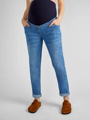 JoJo Maman Bébé Light Wash Slim Boyfriend Maternity Jeans - Image 7 of 14