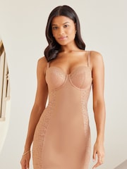 Lipsy Nude Tummy Control Lace Shaping Slip - Image 3 of 4