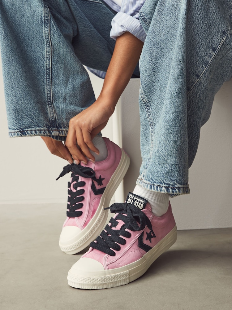 Converse Pink/White Star Player 76 Low Trainers - Image 1 of 2