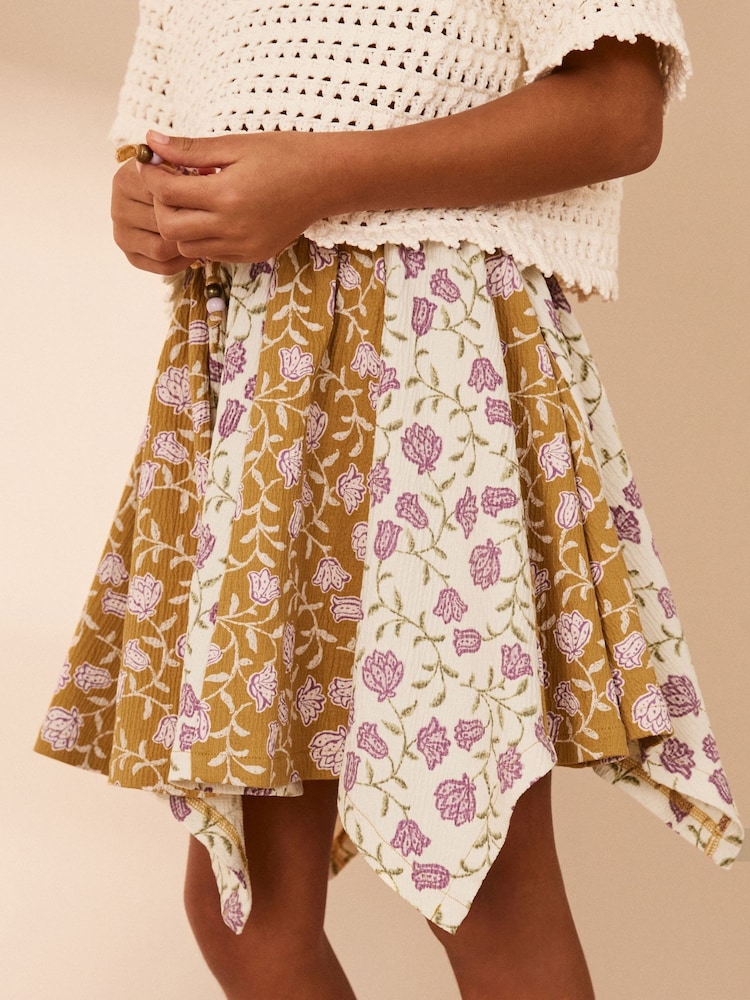 Ochre Yellow Floral Print Skirt (3-16yrs) - Image 1 of 8