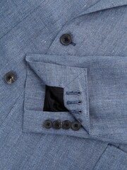 Reiss Chambray Cheltenham Slim Fit Double Breasted Linen Blazer - Image 6 of 7