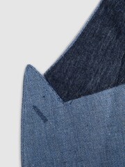 Reiss Chambray Cheltenham Slim Fit Double Breasted Linen Blazer - Image 7 of 7