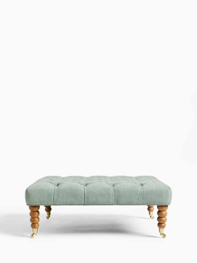 Laura Ashley Baron Chenille Pale Grey Green Ropsley Footstool - Image 2 of 6