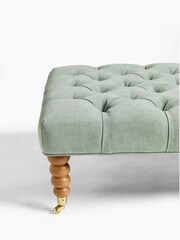 Laura Ashley Baron Chenille Pale Grey Green Ropsley Footstool - Image 5 of 6