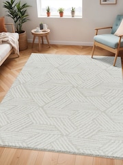 LIVABLISS Ivory Geo Cloudy Shaggy Plush Pile Rug - Image 1 of 8