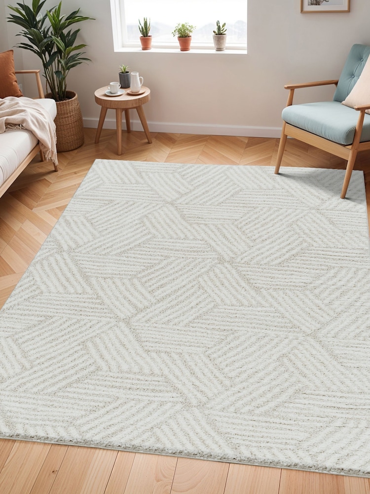 LIVABLISS Ivory Geo Cloudy Shaggy Plush Pile Rug - Image 1 of 8