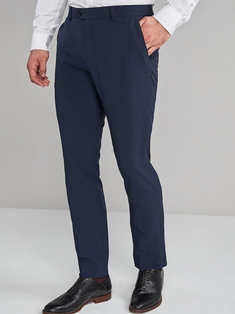 Marineblau/blau - Formelle, maschinenwaschbare Hose ohne Bundfalte - Bild 1 von 6 Marineblau/blau - Formelle, maschinenwaschbare Hose ohne Bundfalte - Bild 1 von 6