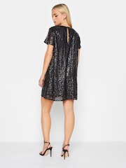 PixieGirl Petite Black Sequin T-Shirt Dress - Image 4 of 6