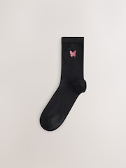Butterflies Embroidered Motif Ankle Socks 4 Pack - Image 3 of 6