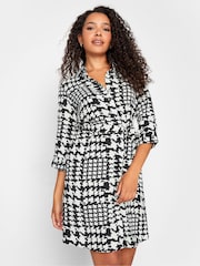M&Co Black Dogtooth Check Tie Detail Tunic Shirt Dress - Image 1 of 4