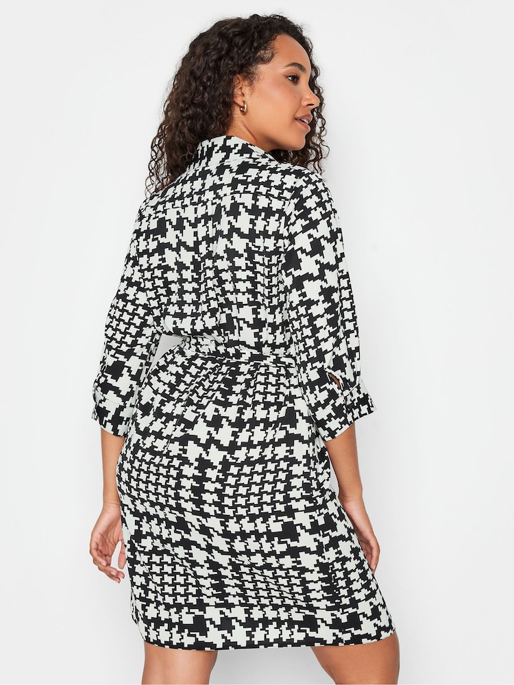 M&Co Black Dogtooth Check Tie Detail Tunic Shirt Dress - Image 2 of 4