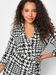 M&Co Black Dogtooth Check Tie Detail Tunic Shirt Dress - Image 4 of 4