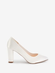 Rainbow Club Cream Wedding Keily Satin Block Heel Bridal Shoes - Image 1 of 4