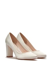 Rainbow Club Cream Wedding Keily Satin Block Heel Bridal Shoes - Image 2 of 4