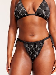 Victoria's Secret Black VS Diamanté Tie Side Bikini Briefs - Image 1 of 1