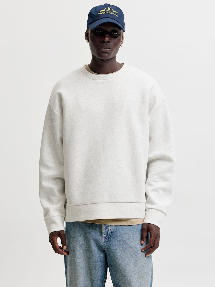 JACK & JONES Off-White Oversized Crew Neck Sweat Top - Image 1 of 7 JACK & JONES Off-White Oversized Crew Neck Sweat Top - Image 1 of 7