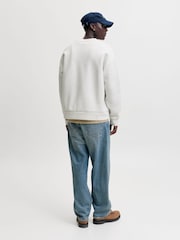 JACK & JONES Off-White Oversized Crew Neck Sweat Top - Image 2 of 7