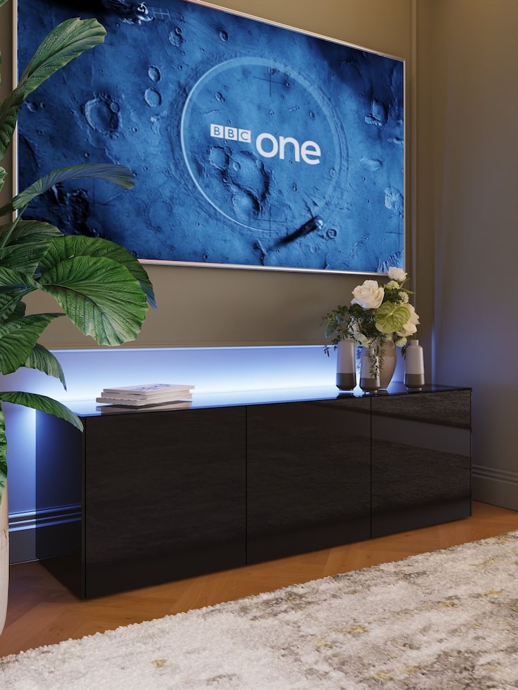 Frank Olsen Black Smart LED Large TV Stand - Image 1 of 10