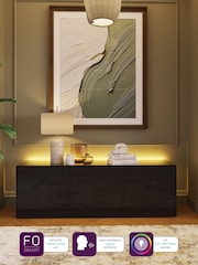 Frank Olsen Black Smart LED Large TV Stand - Image 2 of 10