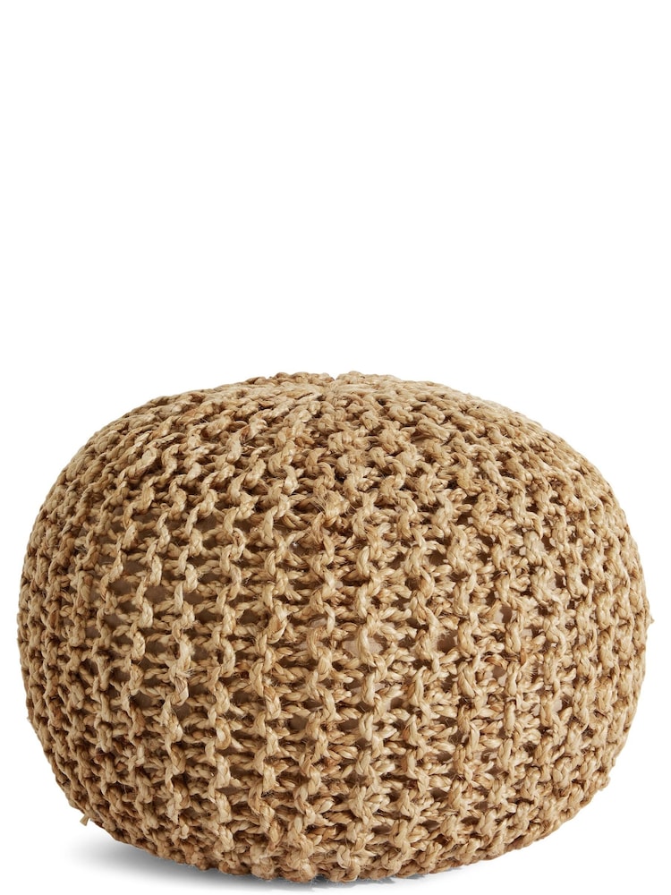 Natural Knitted Jute Pouffe - Image 2 of 3