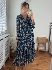 Style Cheat Green Birdie Frill Tie Back Dress - Image 1 of 4