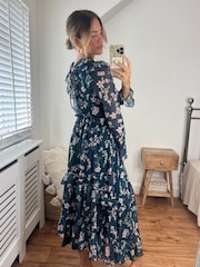 Style Cheat Green Birdie Frill Tie Back Dress - Image 3 of 4