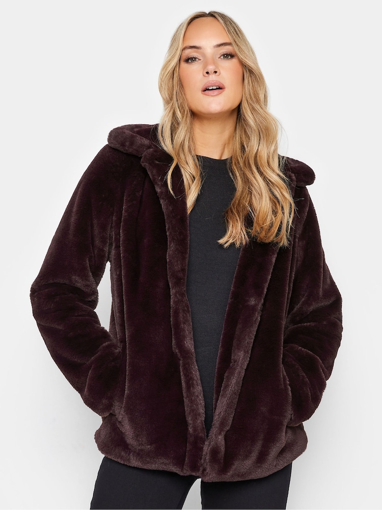 Long Tall Sally Dark Purple Faux Fur Jacket - Image 1 of 4