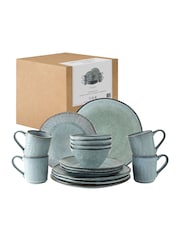 Dutch Rose Blue Set of 4 Dinner Plates 12 Piece Set with Pasta Bowls - Image 4 of 4