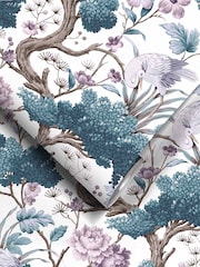 Woodchip & Magnolia Blue Crane Bird Wallpaper - Image 2 of 4