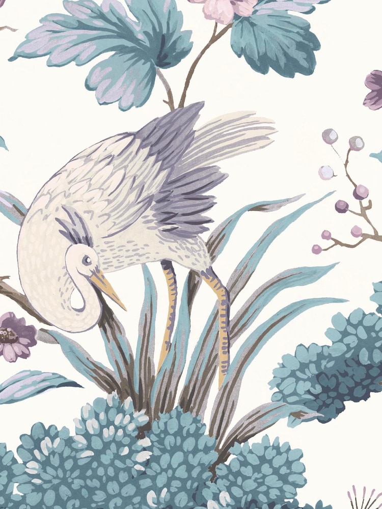 Woodchip & Magnolia Blue Crane Bird Wallpaper - Image 4 of 4