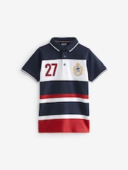 Rdeče-modra - 100% Cotton kratek rokav; s kratkimi rokavi z izrazitim barvnim vzorcem polo majice (3-16yrs) - Slika 1 iz 3