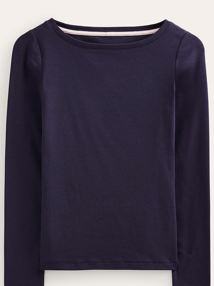 Blau - Boden Essential Jersey-T-Shirt mit U-Boot-Ausschnitt - Bild 5 von 5 Blau - Boden Essential Jersey-T-Shirt mit U-Boot-Ausschnitt - Bild 5 von 5