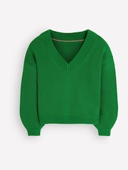 Boden Green Lucy Cotton V-Neck Jumper - Image 5 of 6