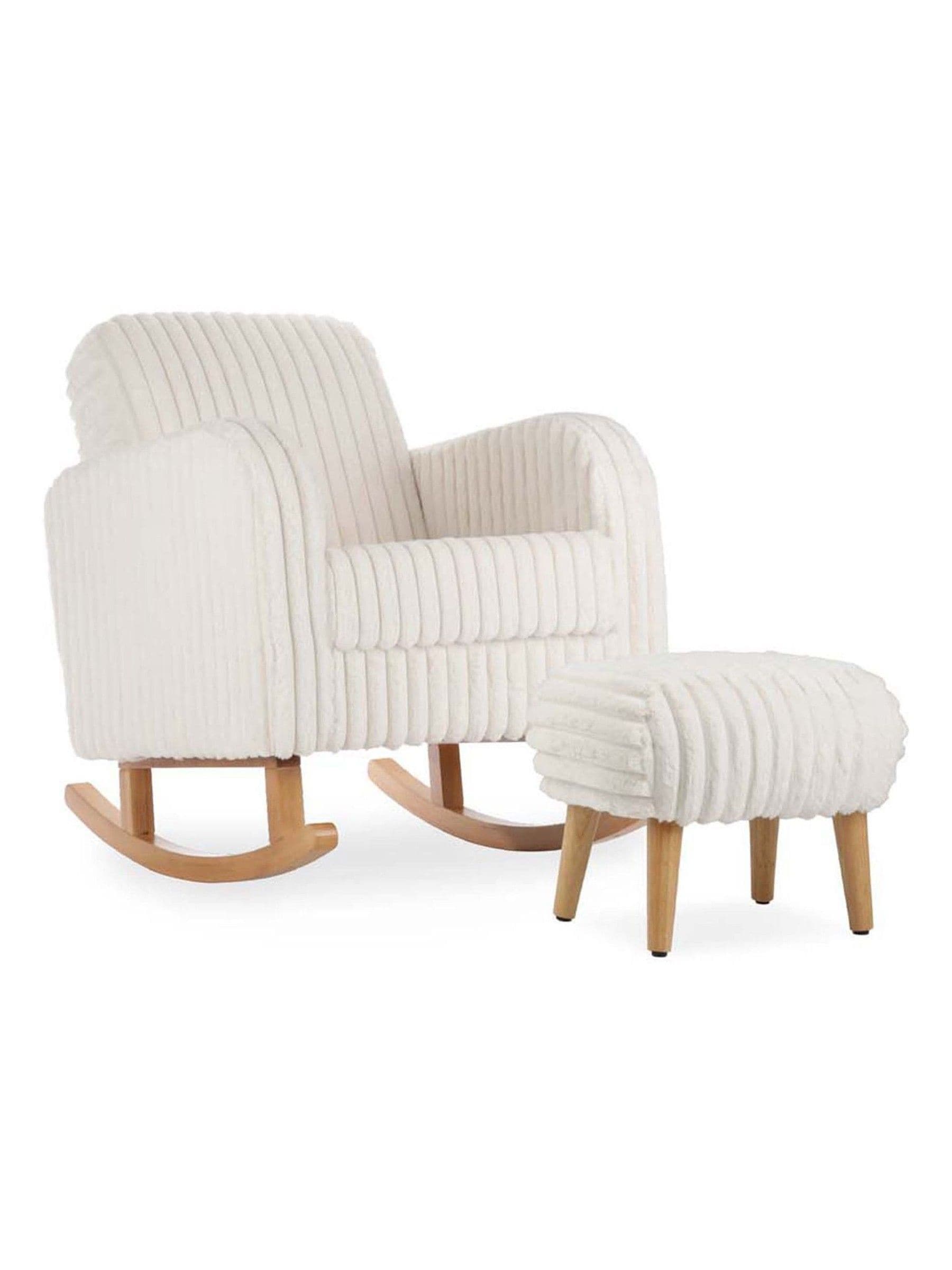 Etta Nursing Chair & Footstool - Faux Fur Cream - Image 3