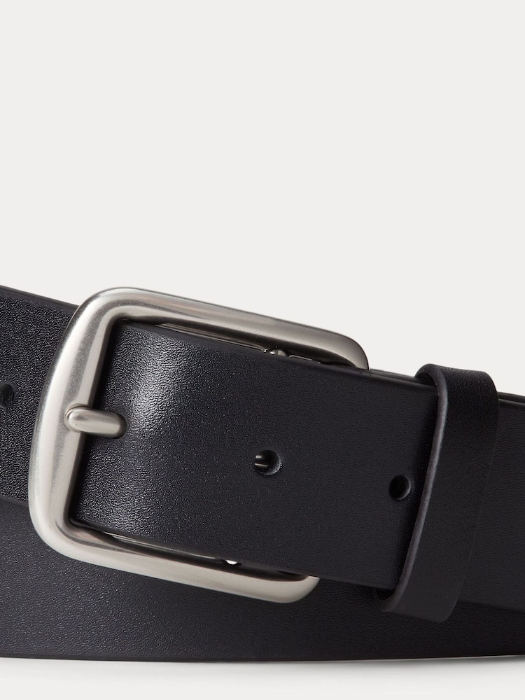 Polo Ralph Lauren Black Saddle Leather Logo Belt - Image 2 of 2