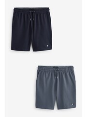 Navy Blue/Grey Texture 100% Cotton Lightweight Joggers Shorts 2 Pack - Image 11 of 14