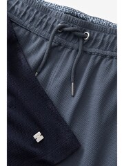 Navy Blue/Grey Texture 100% Cotton Lightweight Joggers Shorts 2 Pack - Image 14 of 14