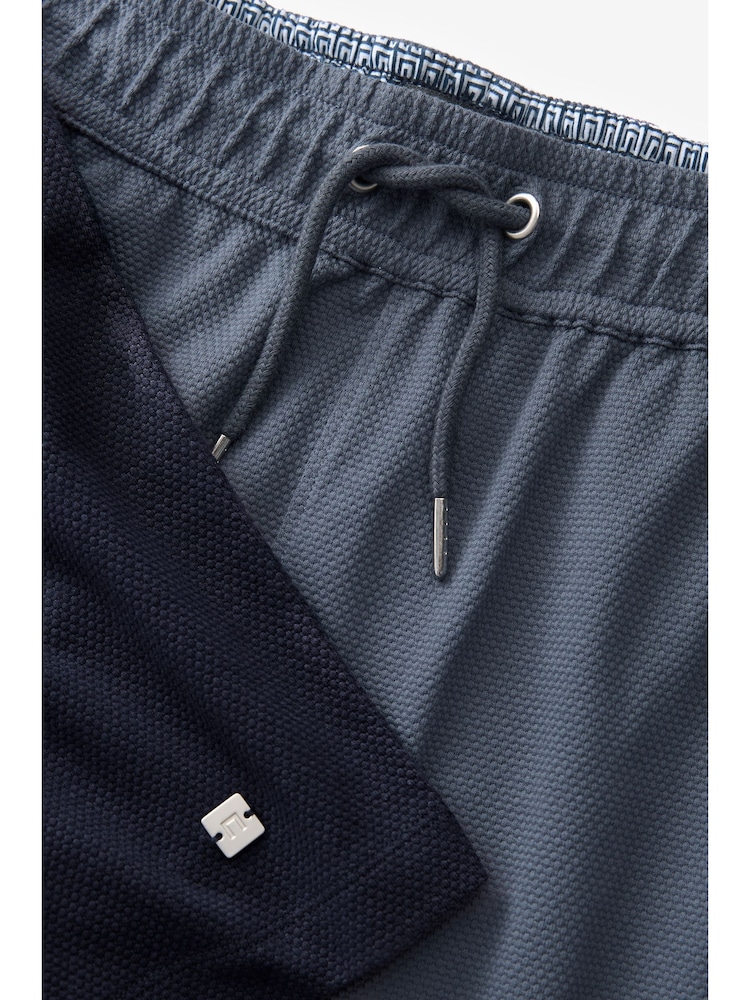 Navy Blue/Grey Texture 100% Cotton Lightweight Joggers Shorts 2 Pack - Image 14 of 14