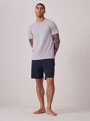 Navy Blue/Grey Texture 100% Cotton Lightweight Joggers Shorts 2 Pack - Image 2 of 14